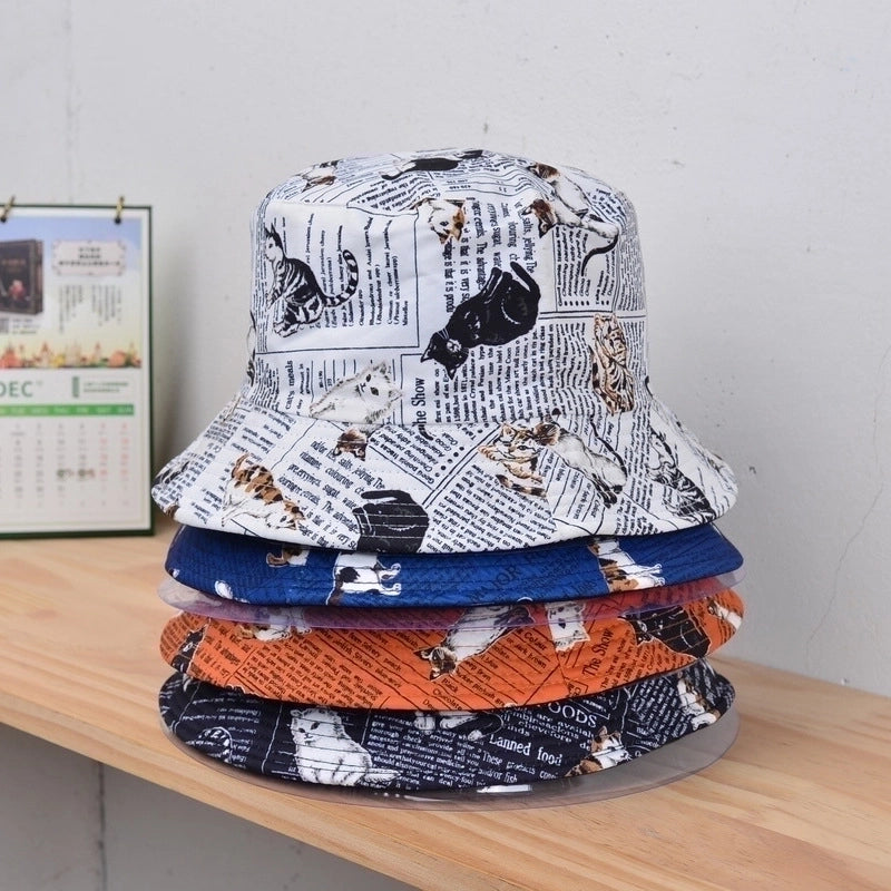 Women's Cute Cat Big Eaves Bucket Hat