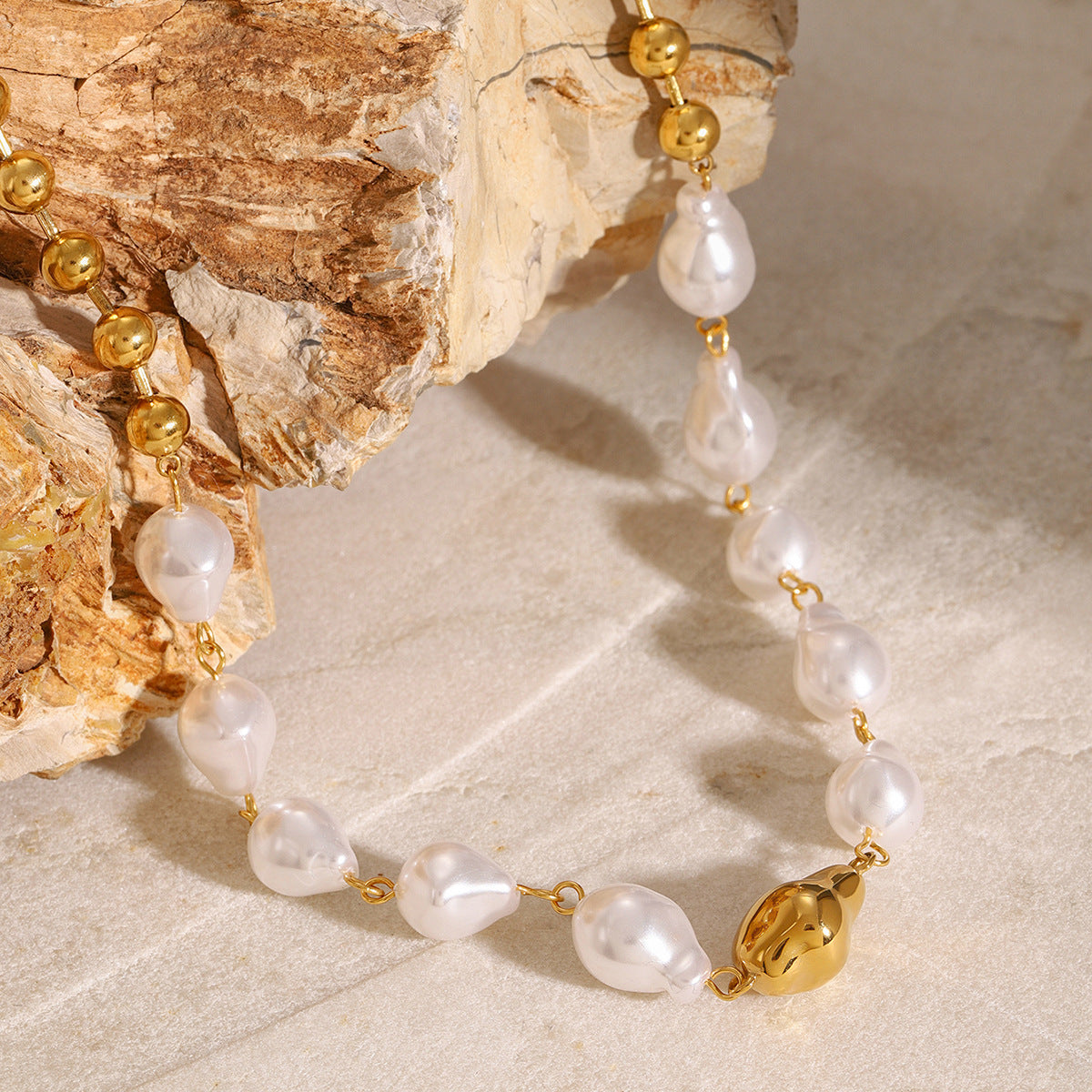 Stainless Steel Pearl Necklace Niche Fashion Clavicle Chain Titanium Steel Necklace