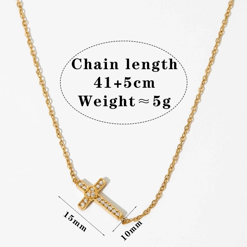 Modern Style Artistic Cross 304 Stainless Steel 16K Gold Plated White Gold Plated Necklace