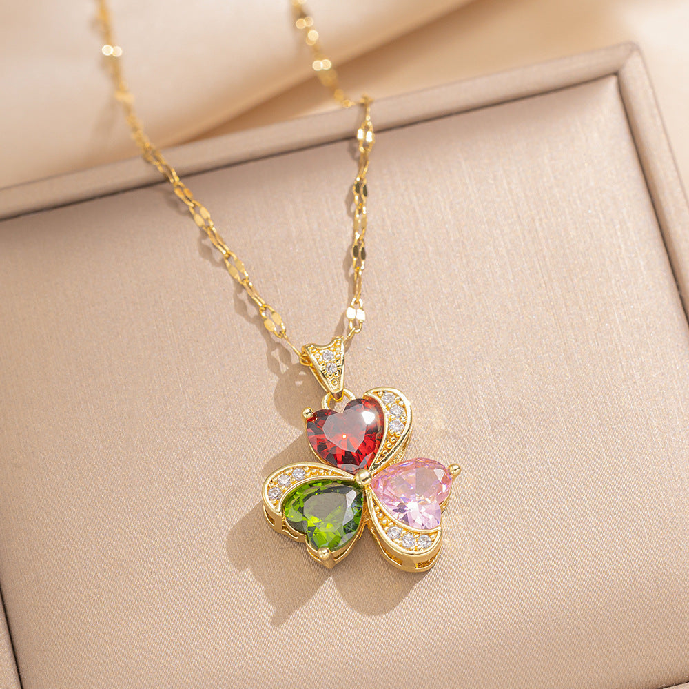 Fashionable Full Zirconium Exquisite Element Style Copper Micro-Inlaid Earrings And Necklace Set Combination