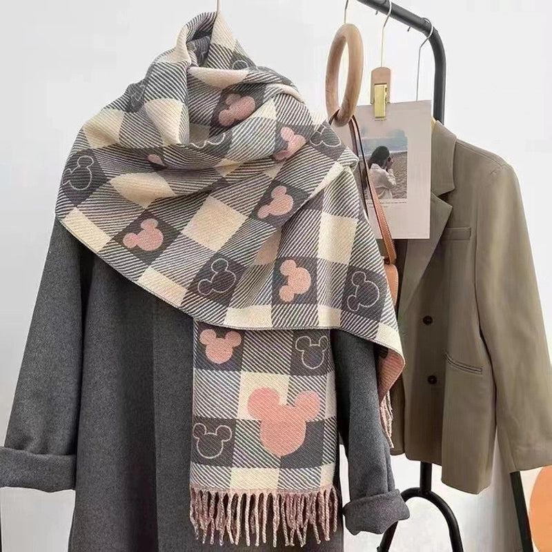 Plaid Scarf Women's Winter High-grade Gradient Mohair Thickened Warm Scarf New Cashmere-like Shawl