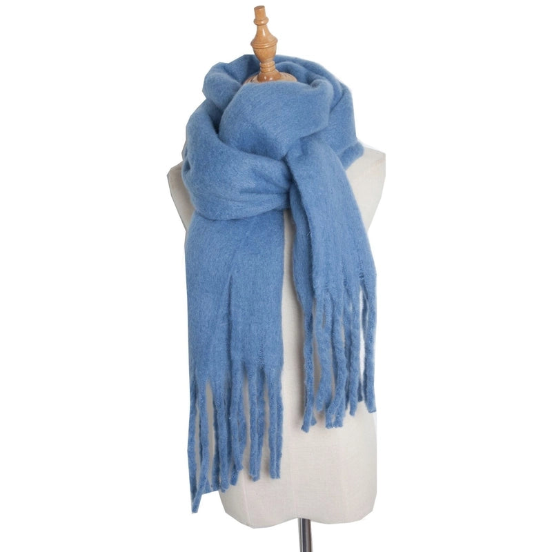 Autumn And Winter New Women's Shawl Long Tassel Thick Grass Green Thick Solid Color Scarf Multi-color Optional