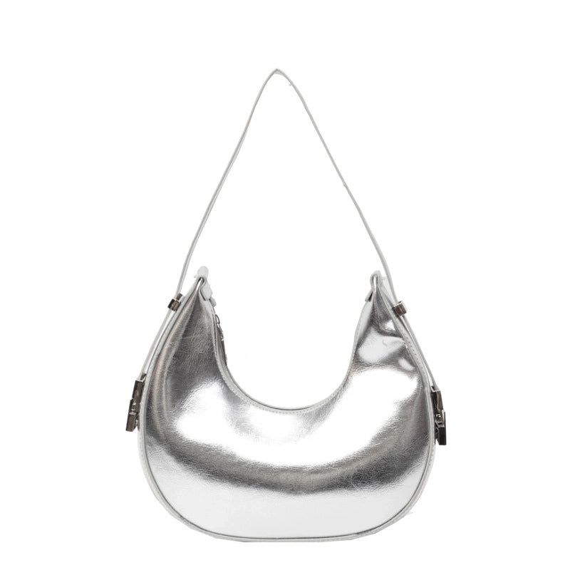 Women's Medium Denim Solid Color Streetwear Zipper Underarm Bag