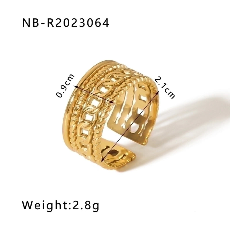 2 Pieces Stainless Steel 18K Gold Plated IG Style Basic Minimalist Plating Tree Symbol Lingge Open Rings