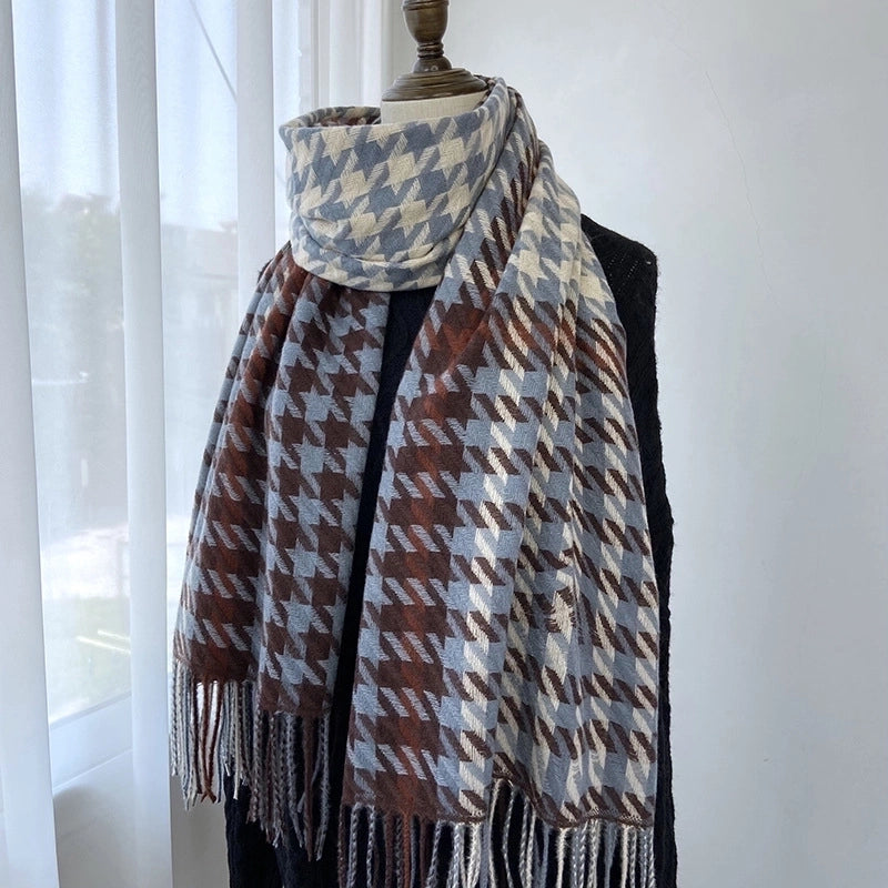 Women's Basic Plaid Imitation Cashmere Scarf