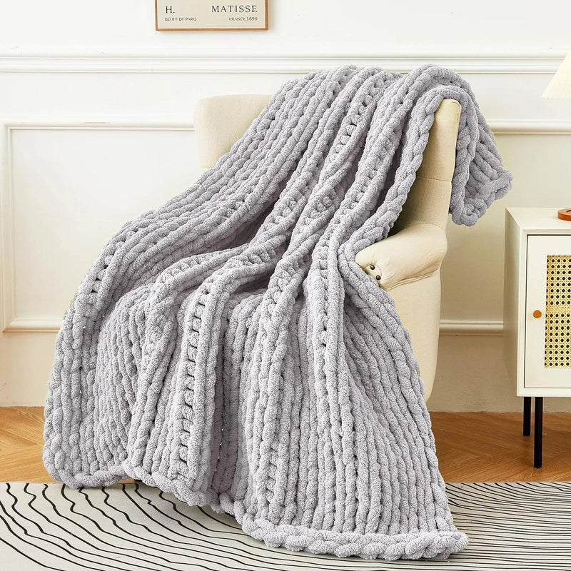 Half Velvet Needle Hand-woven Coarse Wool Blanket Sofa Blanket Nordic Knitted Blanket