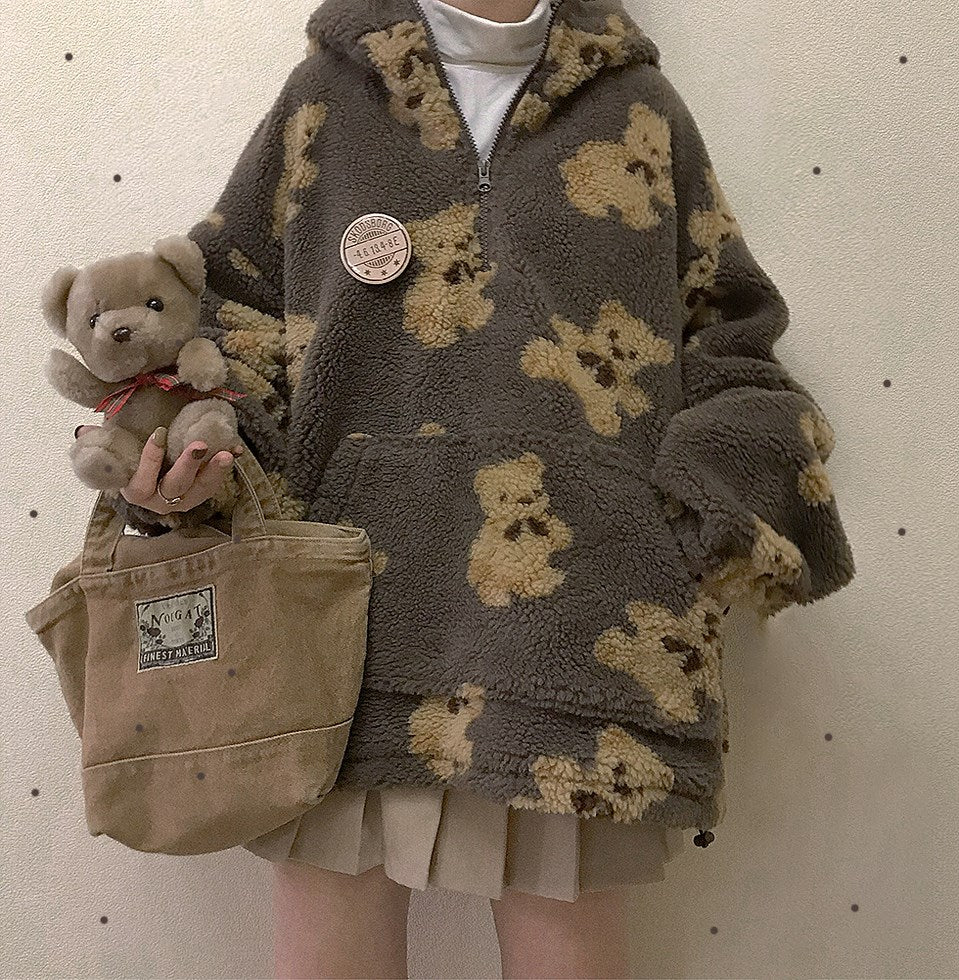 unzzy bear print coat KF50052