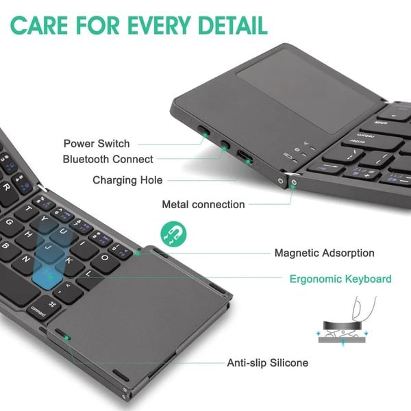 🔥Last Day Promotion 49% OFF🔥Foldable Bluetooth Keyboard with Touchpad