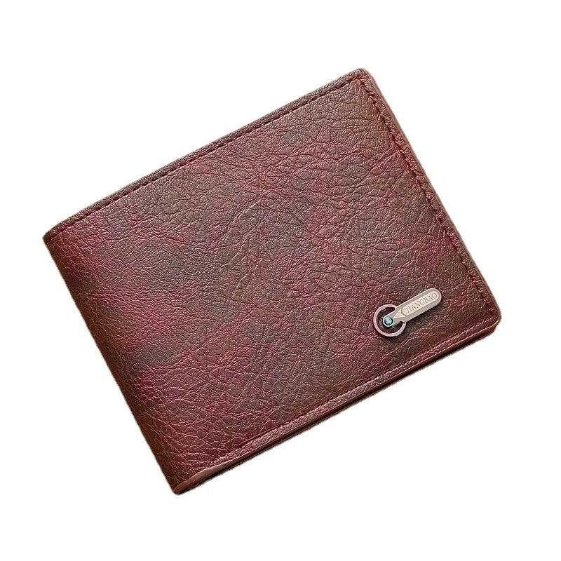 Men's Solid Color Pu Leather Open Wallets