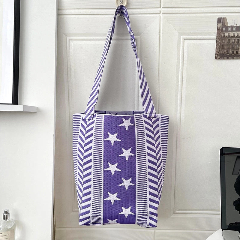 Women's Large Polyester Star Streetwear Square Open Handbag