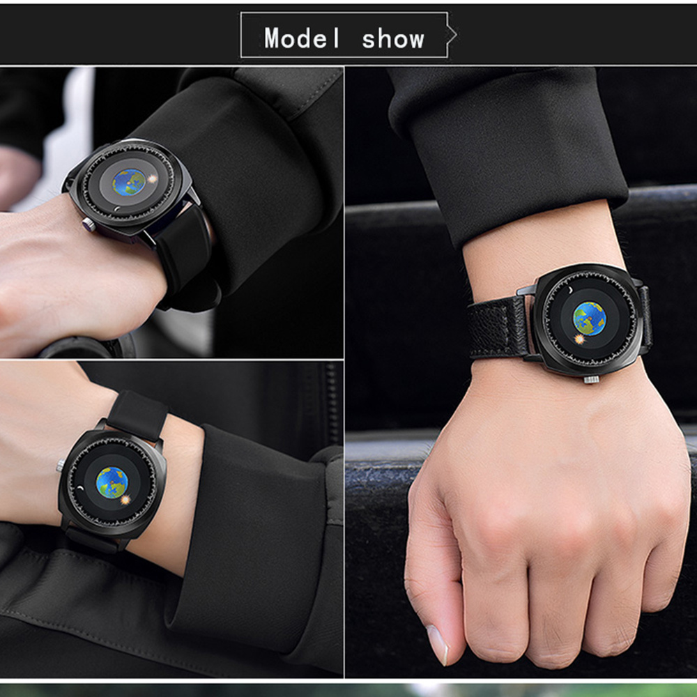 Fashion Cool Creative Rotating Earth Watch Silicone Leather Quartz Sports Men's Watch
