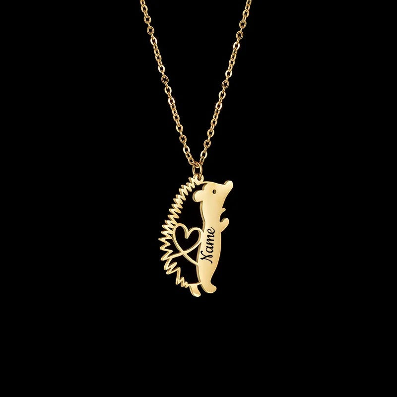 Custom Animal Outline Pendant Necklace With Name Design