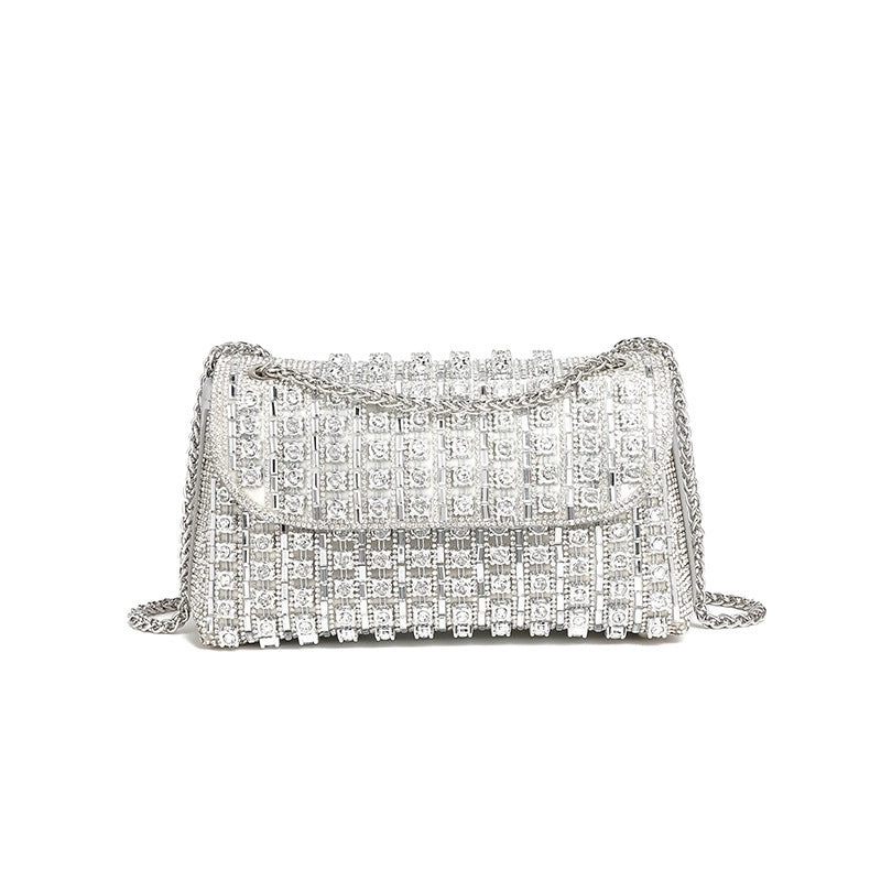 Silver Colorful Pu Leather Solid Color Square Evening Bags
