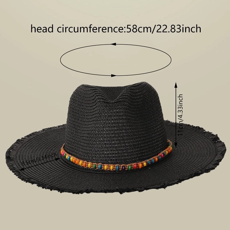 Women's  Vacation Solid Color Straps Big Eaves Straw Hat