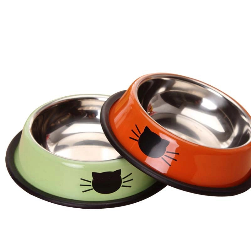Pet Supplies Combination Stainless Steel Cat Dog Bowl Colorful Anti-slip Food Bowl Durable For Cats Dogs