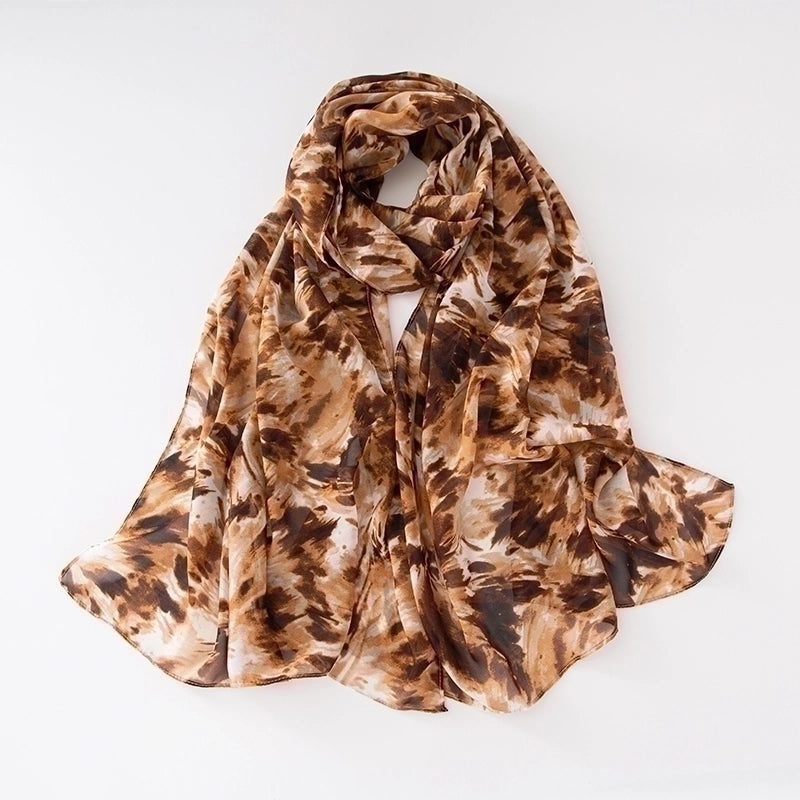 Adults Minimalist Tie Dye Chiffon Printing Dyeing Scarf