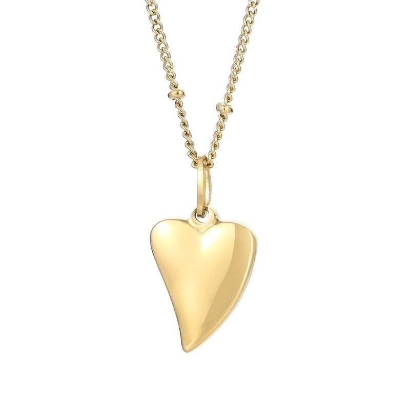 Minimalist Heart Shape Titanium Steel Resin 18K Gold Plated Inlay Pendant Necklace