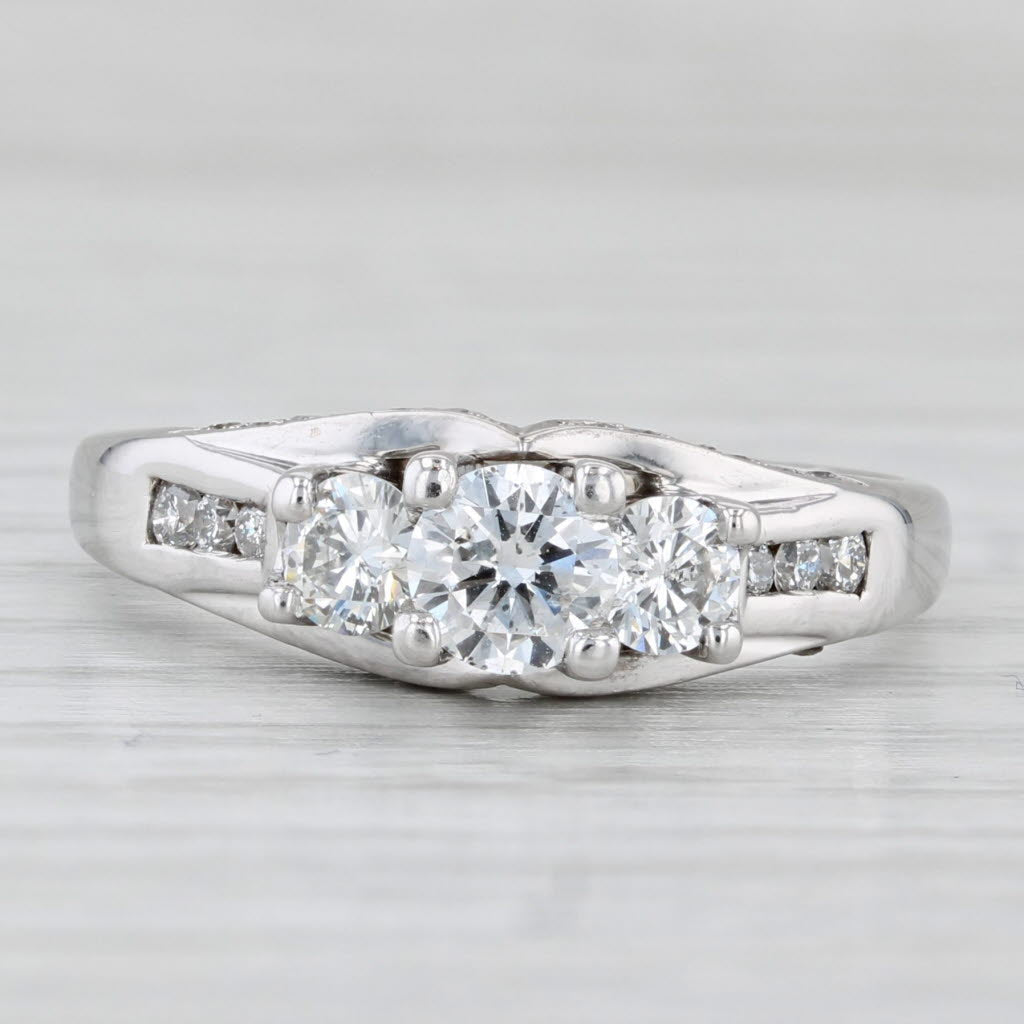 1.01ctw Diamond 3-Stone Engagement Ring 14k White Gold Size 8.75