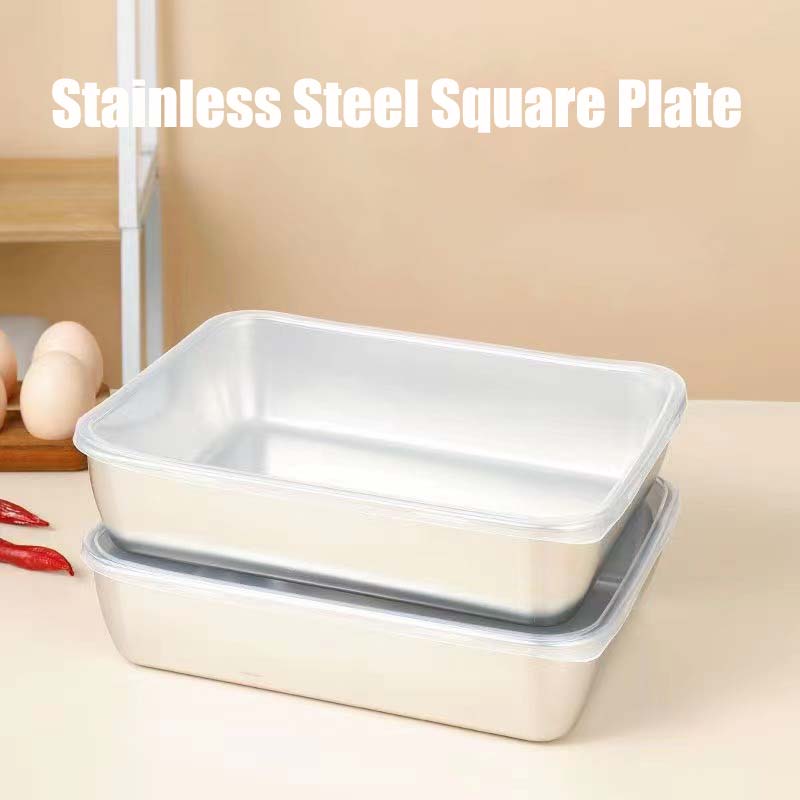 🔥 Stainless Steel Square PlateWith Lid