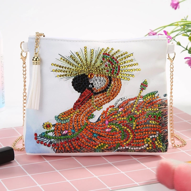 Women's Pu Leather Animal Flower Butterfly Ethnic Style Rhinestone Diamonds Zipper Crossbody Bag