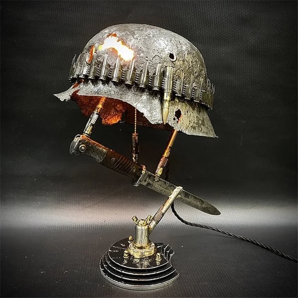 Combat Helmet Light Up Home Decor Table Lamp