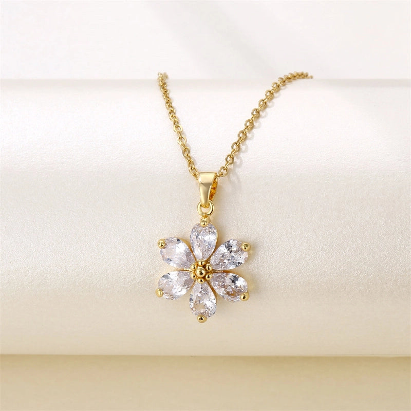 Minimalist Heart Shape Key Stainless Steel Titanium Steel Plating Inlay Zircon 18k Gold Plated Gold Plated Pendant Necklace