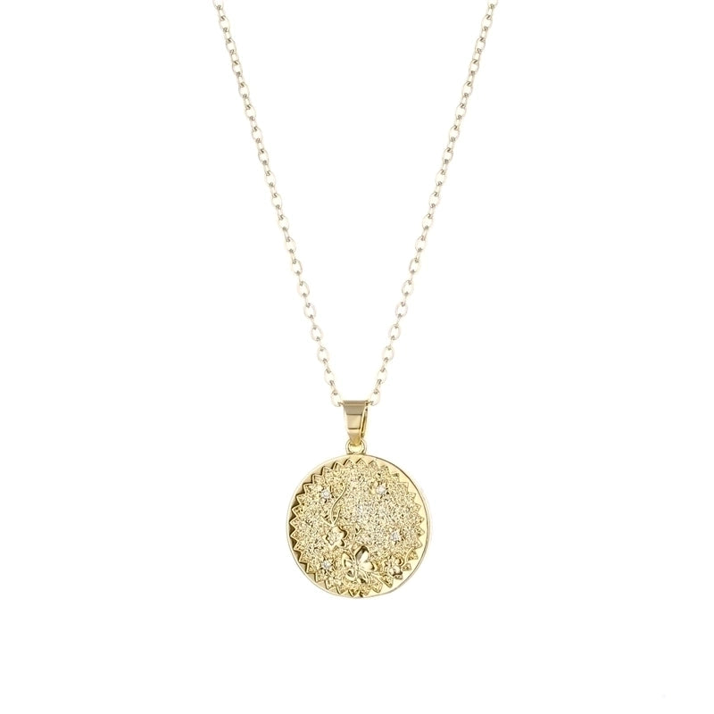 Stainless Steel Titanium Steel Fashion Inlay Plating Flower Chrysanthemum Lotus Zircon Pendant Necklace