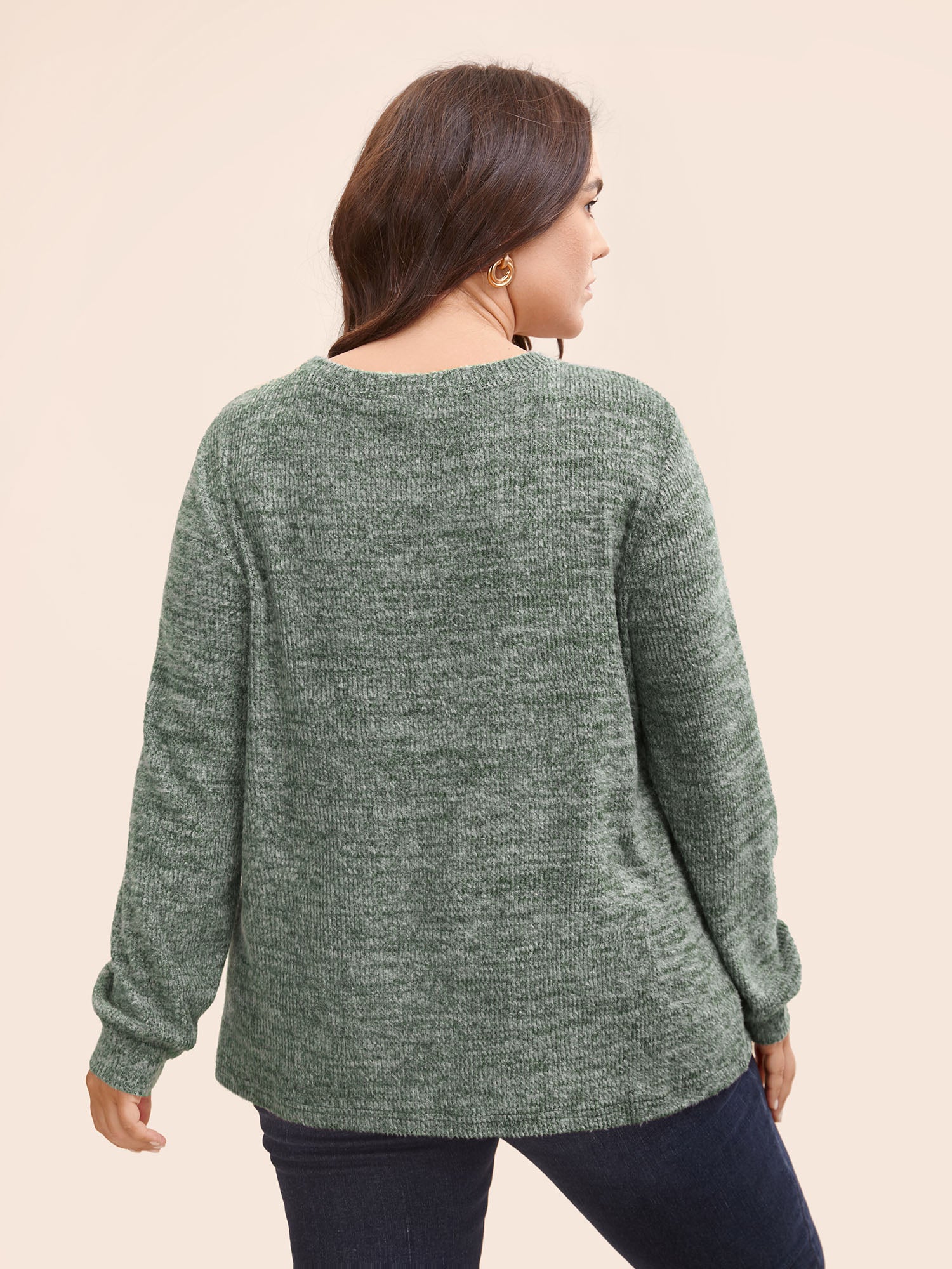 Solid Heather Round Neck Stitch Sweatshirt