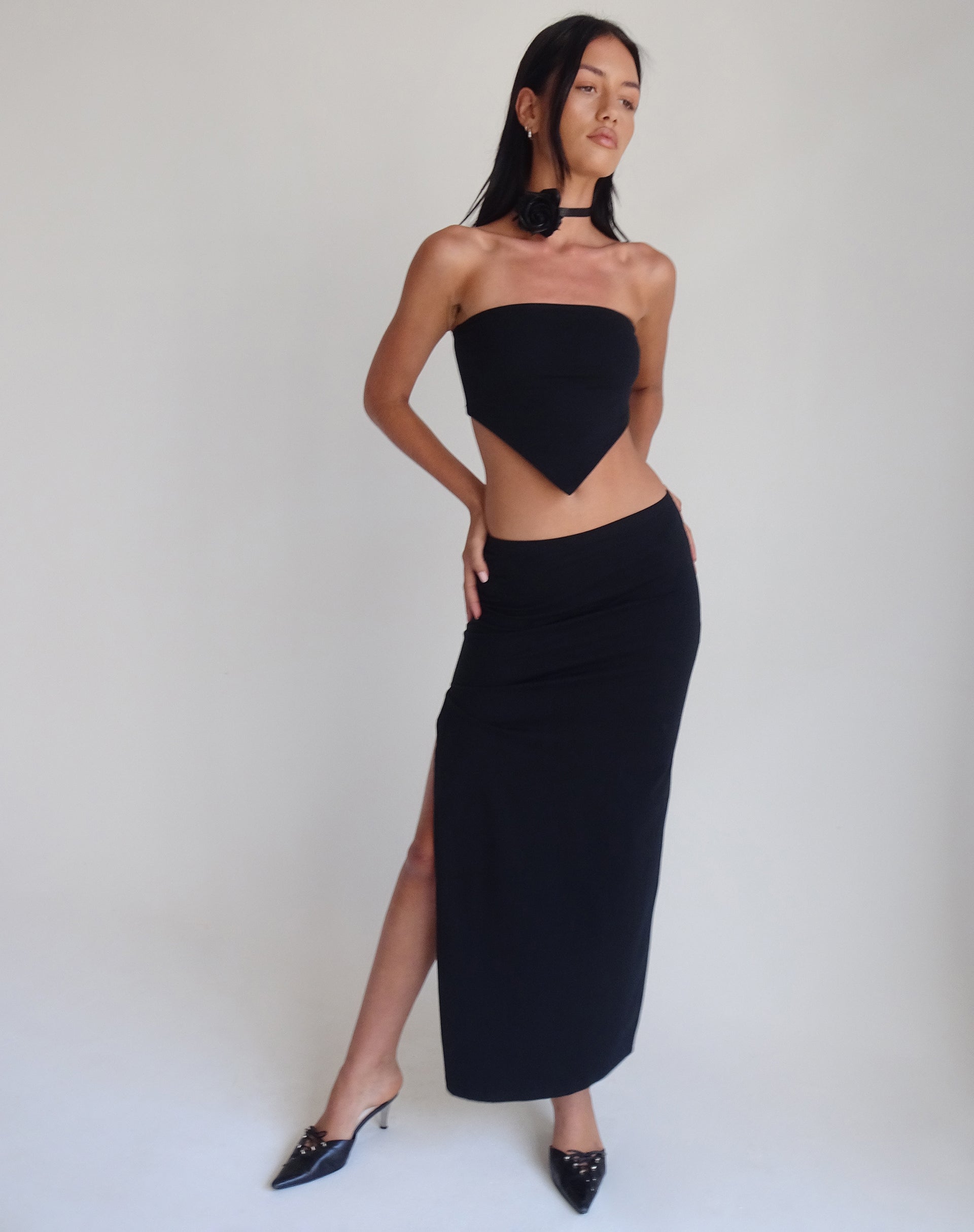 Ladshe Bandeau Top in Lycra Black