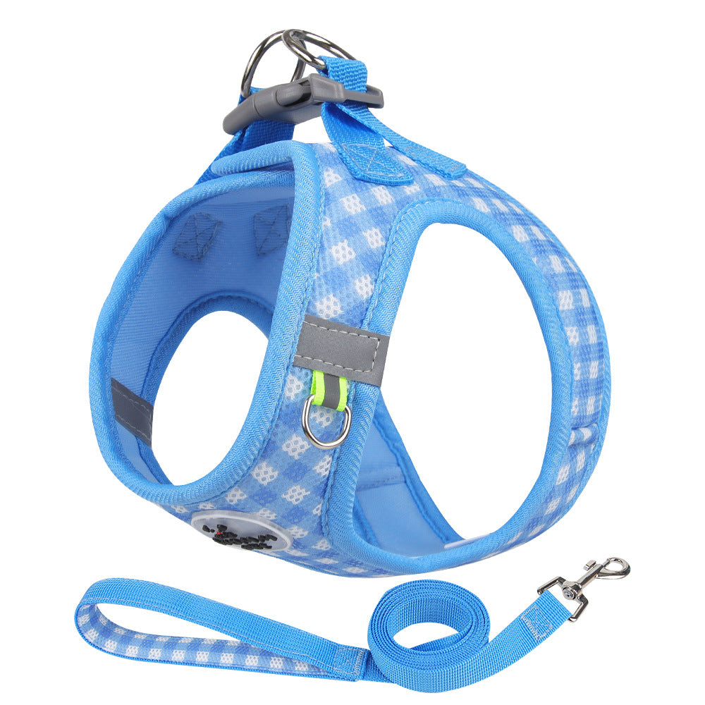 Plaid Pattern Breathable Dog Harness&Leash