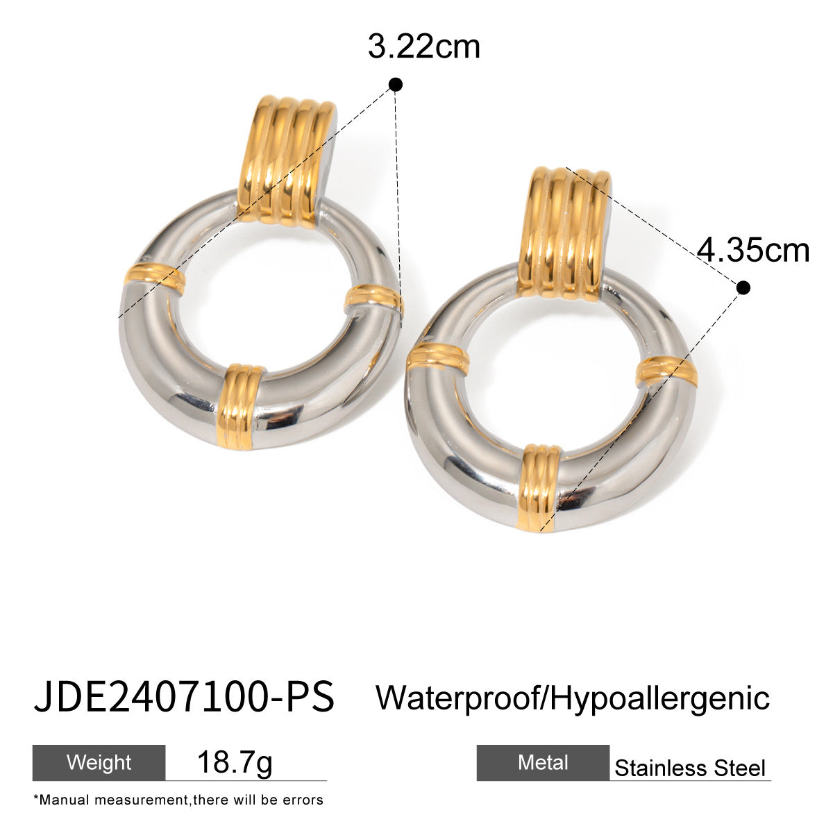 Jie Ding Color Matching Stainless Steel Hoop Earrings Niche Earrings Titanium Steel Earrings Earrings