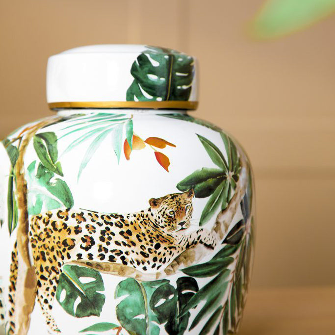 Chantilly Ginger Jar With Lid - Jaguar Jungle