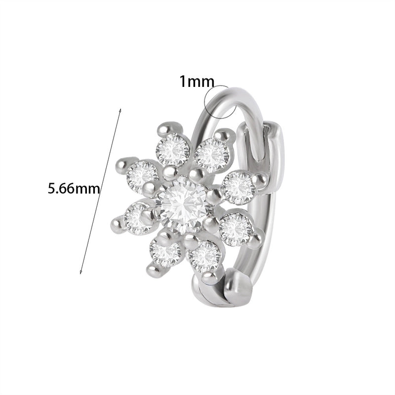 1 Piece Elegant Flower Butterfly Inlay Copper Rhinestones Zircon Earrings