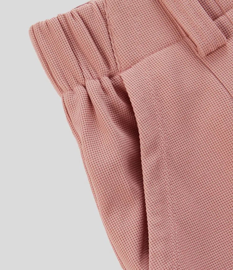 High Waisted Plicated Side Pocket Wide Leg Waffle Work Pants