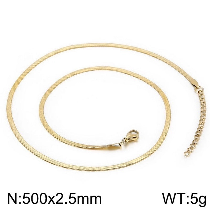 Classic Style Solid Color Titanium Steel 18K Gold Plated Plating Chain Necklace