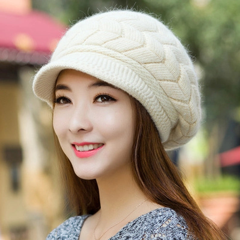 Clearance Autumn And Winter Korean Style Women's Rabbit Fur Hat Winter Hot Knitted Hat Winter Warm Hat