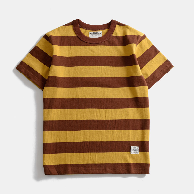 American Heavy 260g Cotton Wide Stripe Casual Short-sleeved T-shirt