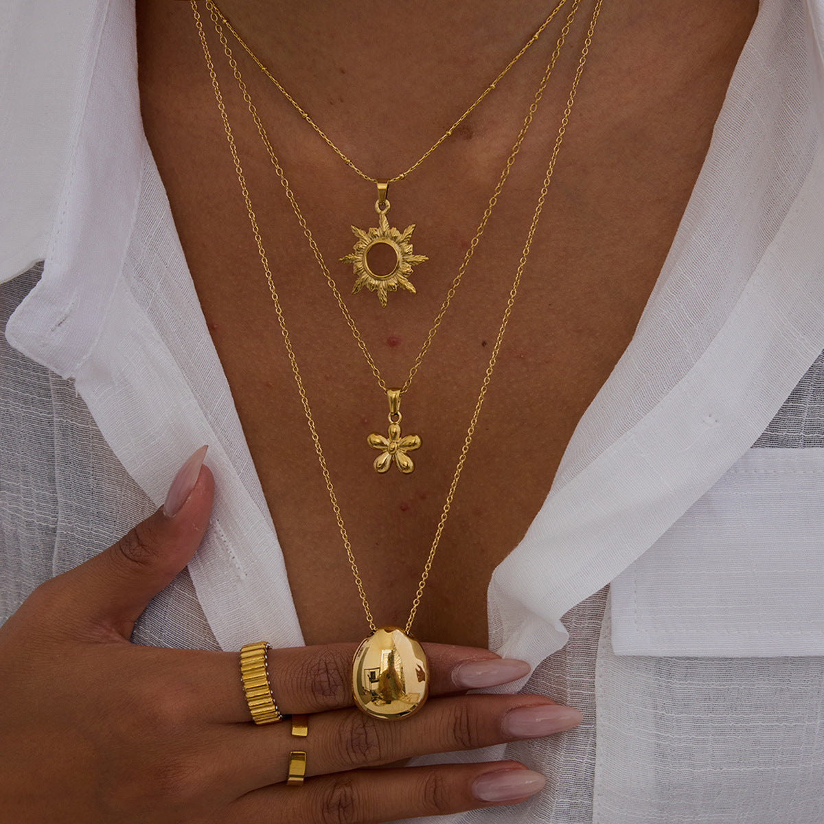 Jie Ding 18K Gold Stainless Steel Necklace Simple Jewelry Titanium Steel