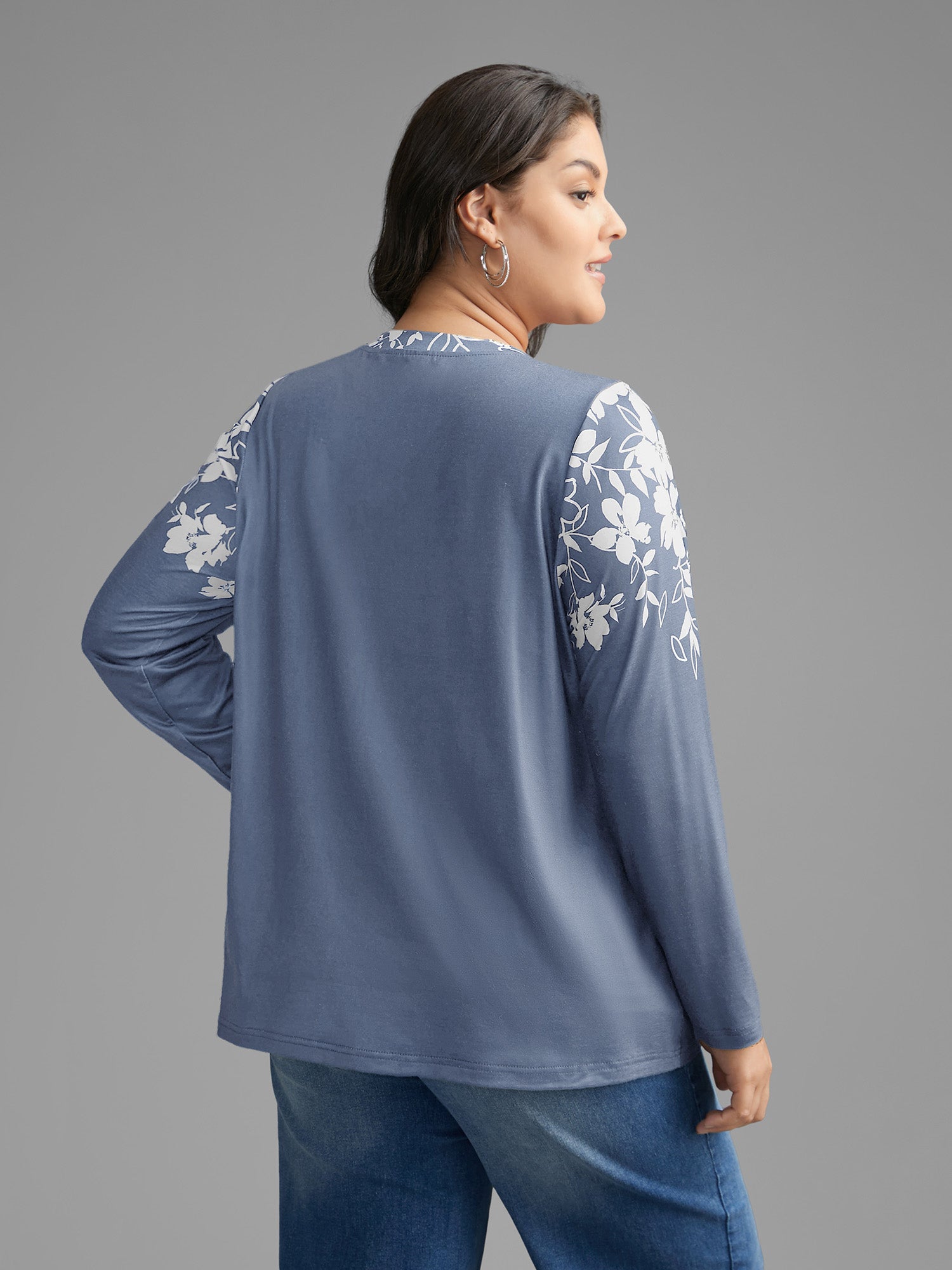 Round Neck Boho Print T-Shirt
