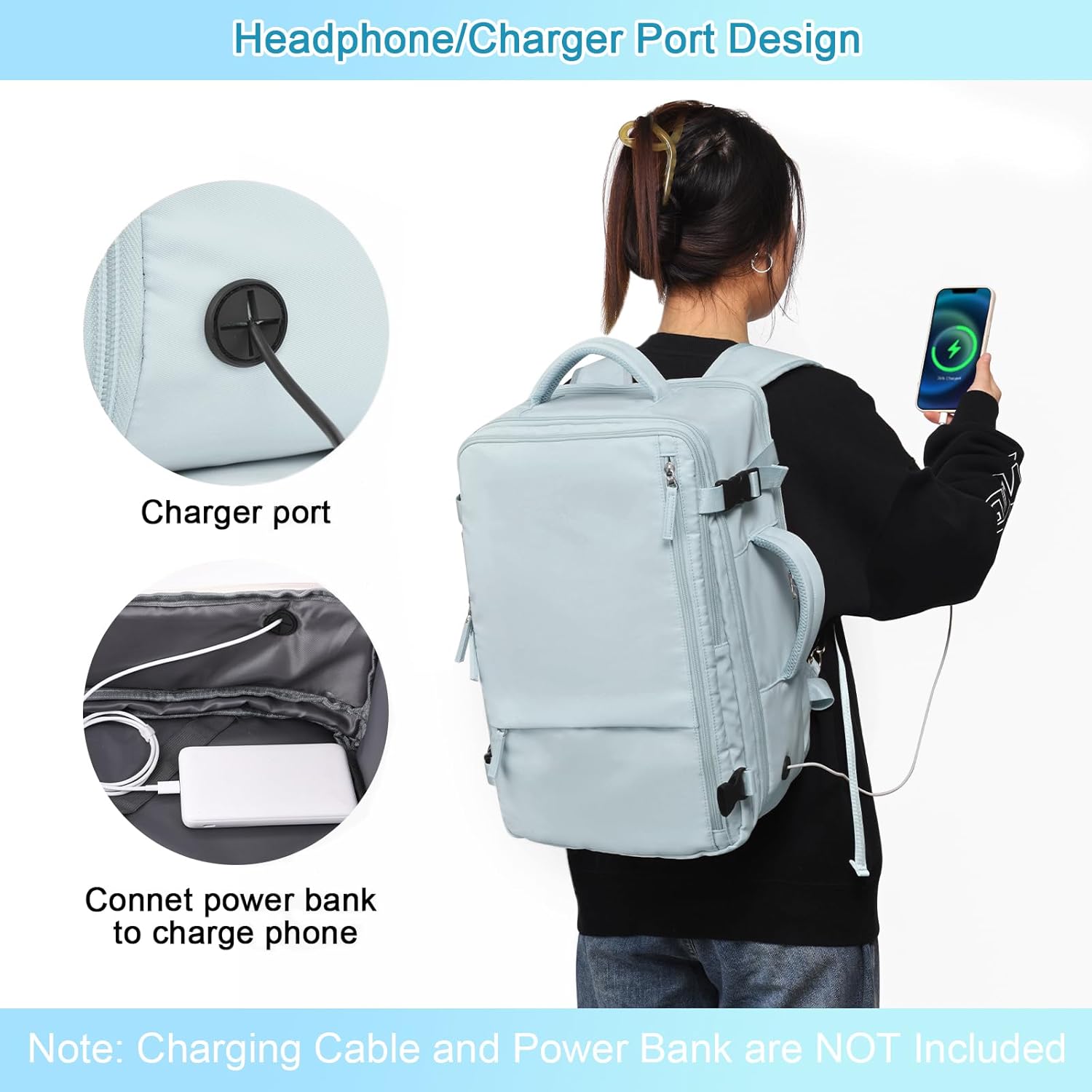 Large Travel Backpack for Women Men, Expandable 40L Carry On Backpack, 17 Inch Laptop Backpack College Bookbag, Waterproof Travel bag as Person Item Flight Approved