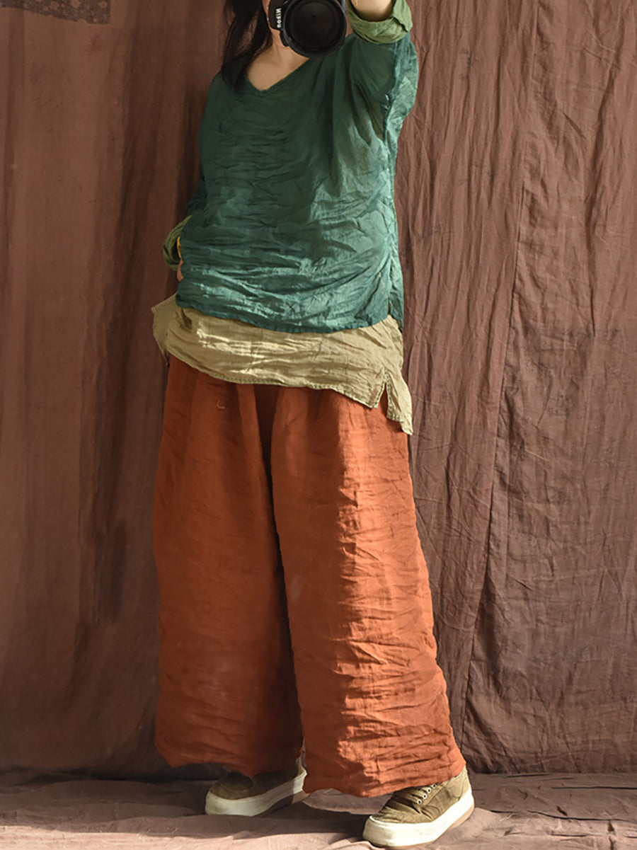 Women Summer Vintage Colorblock Loose Pants