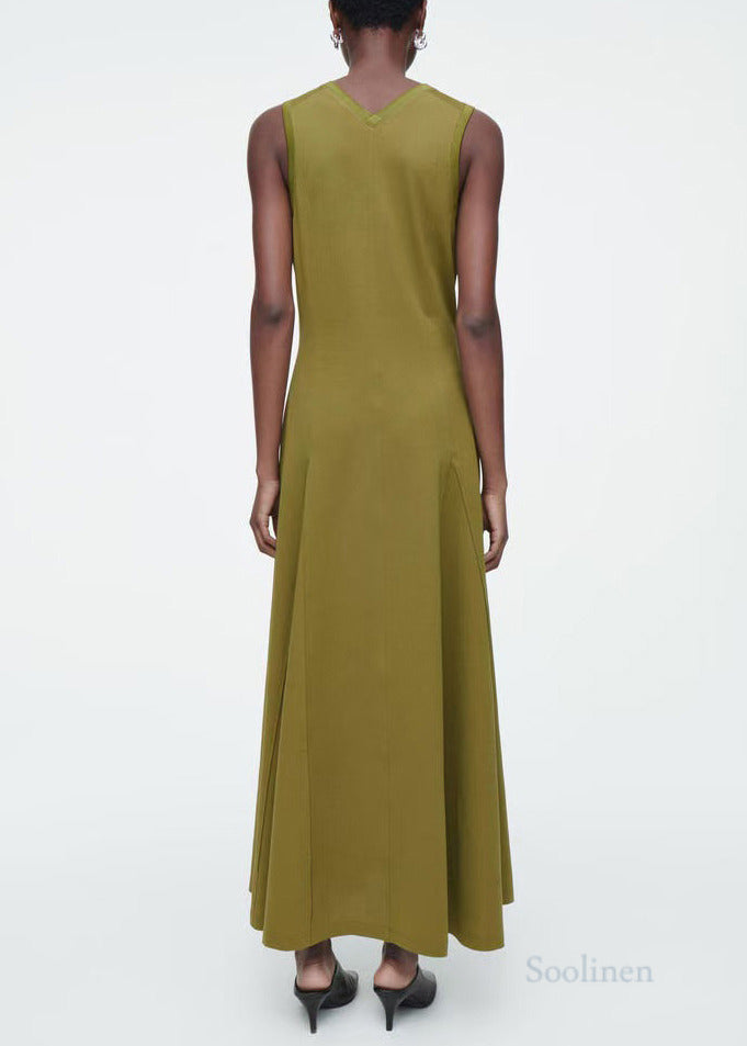 Silm Fit Light Green Exra Large Hem Cotton Sundress Sleeveless