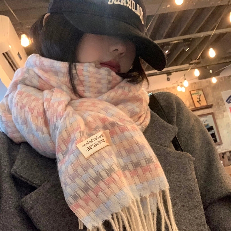 Winter New Colorful Plaid Scarf Women's Versatile Women's Autumn And Winter Warm Scarf Shawl High-grade Fashion