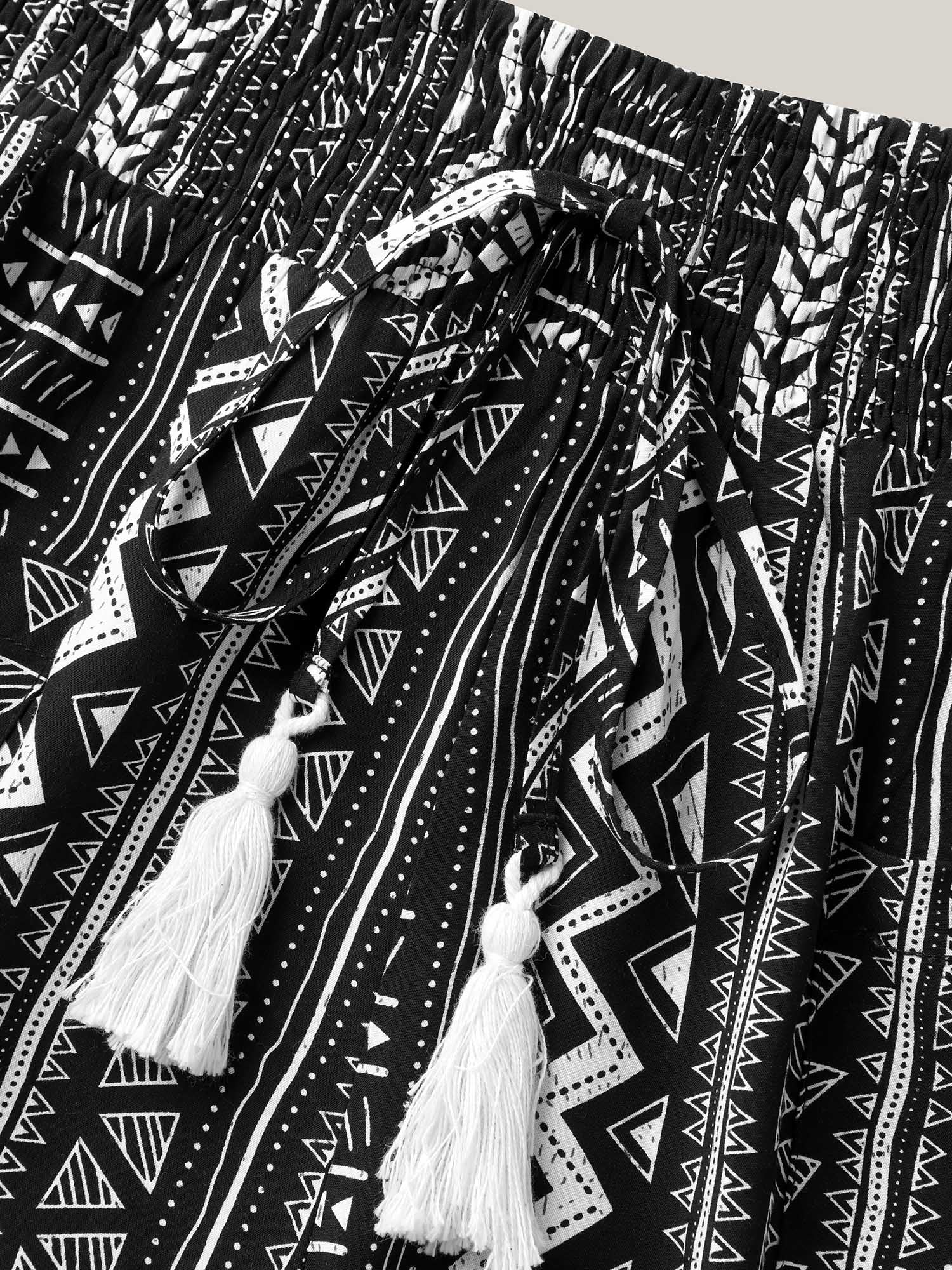 Boho Stripes Tassels Jogger Pants