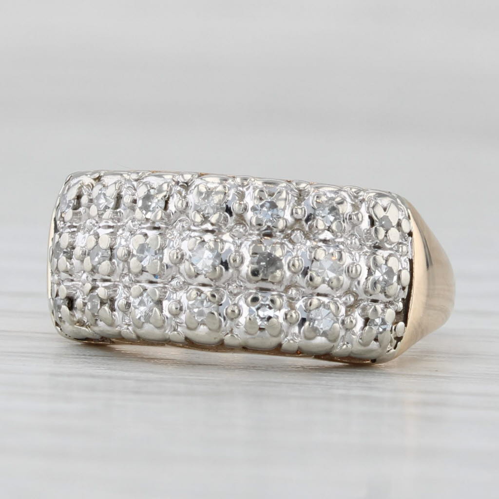 Vintage 0.25ctw Pave Diamond Ring 14k Yellow Gold Size 3.5