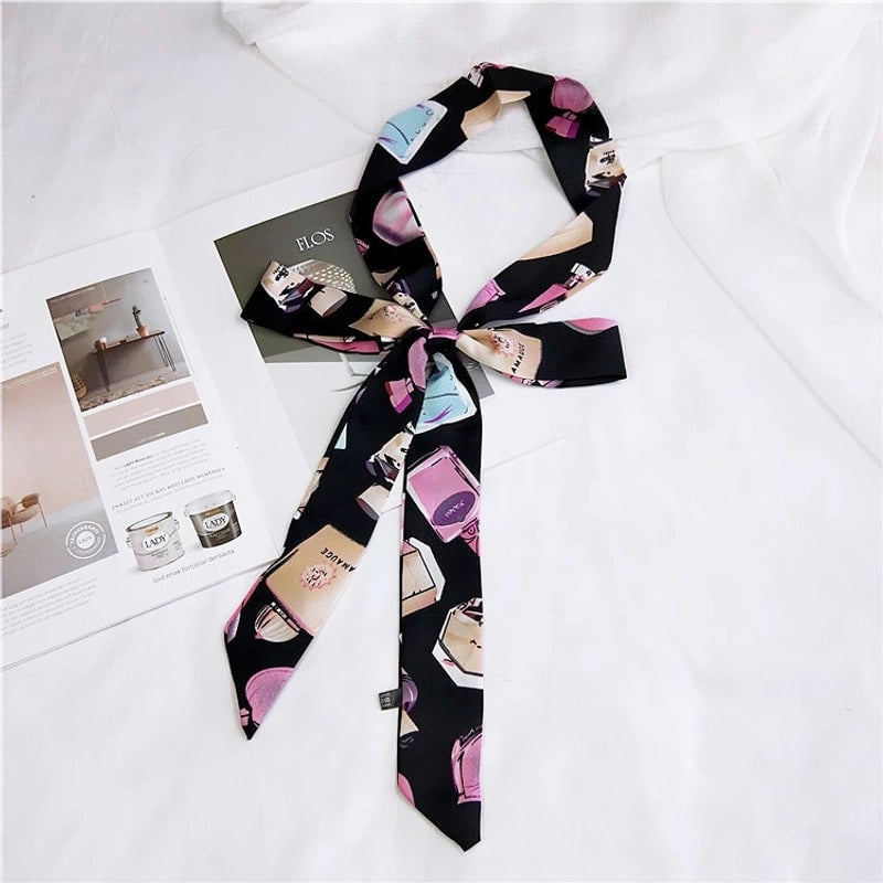 2 M New Polka Dot Special Long Edition Thin Narrow Silk Scarf Women's Spring Summer Autumn Scarf Belt Black And White Fashion