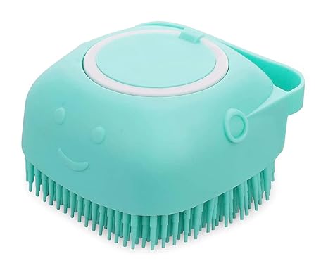 Pet Bath Massage Brush Puppy Dog Cat Cleaning Grooming Soft (Blue)