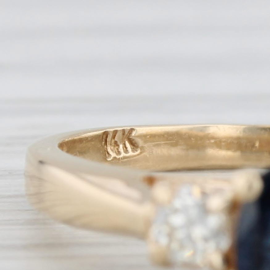 0.70ctw Oval Blue Sapphire Diamond Ring 14k Yellow Gold Size 6