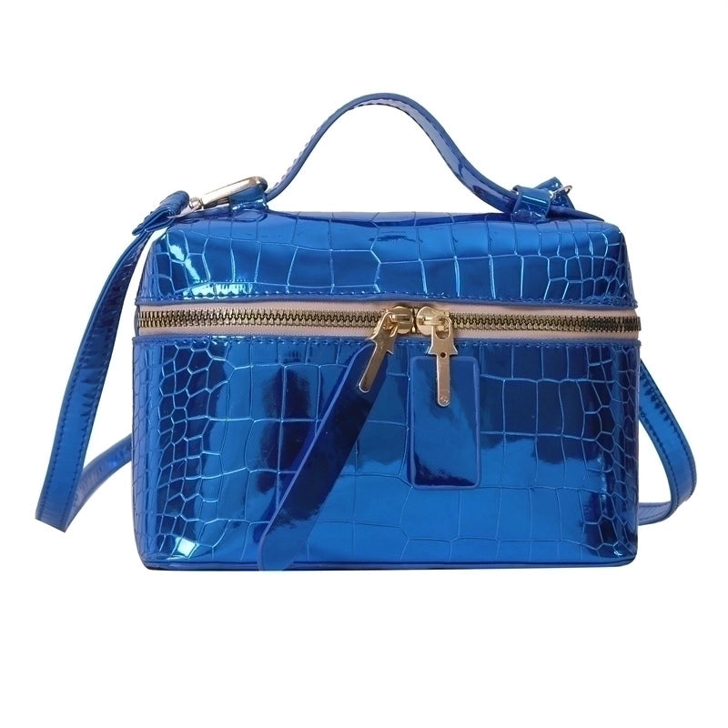 Women's Medium All Seasons Pu Leather Solid Color Streetwear Square Zipper Shoulder Bag Handbag Bucket Bag