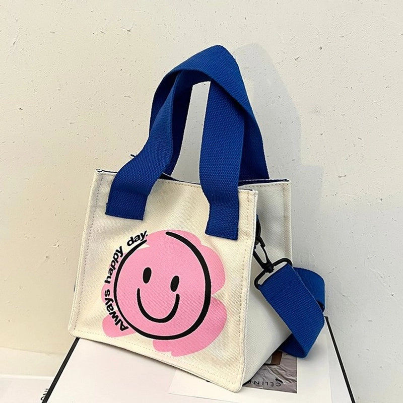 Women's Fashion Smile Face Canvas Shopping Bags